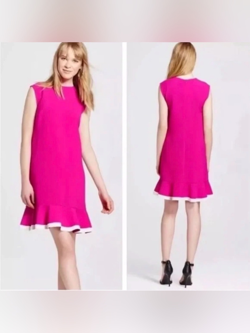 Victoria Beckham for Target Bright Hot Pink Strapless-Look Ruffle Hem Dress